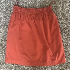 ORANGE ELASTIC WAIST SKIRT WITH POCKETS
